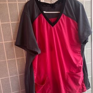 Carhart  Coral Pink  and Grey V-Neck Scrub Top